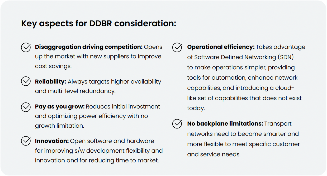 Key aspects for DDBR consideration