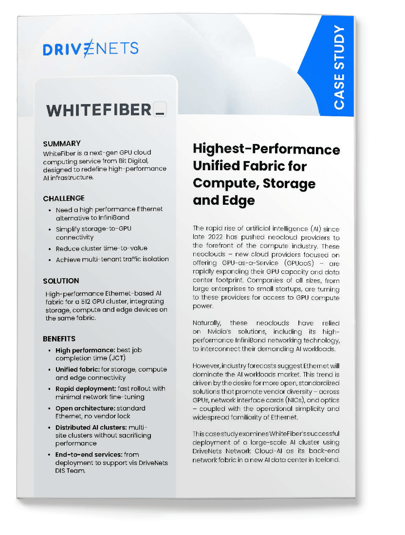 Case Study - Achieving Uncompromised GPU
Performance at Scale with Ethernet-based AI Fabric